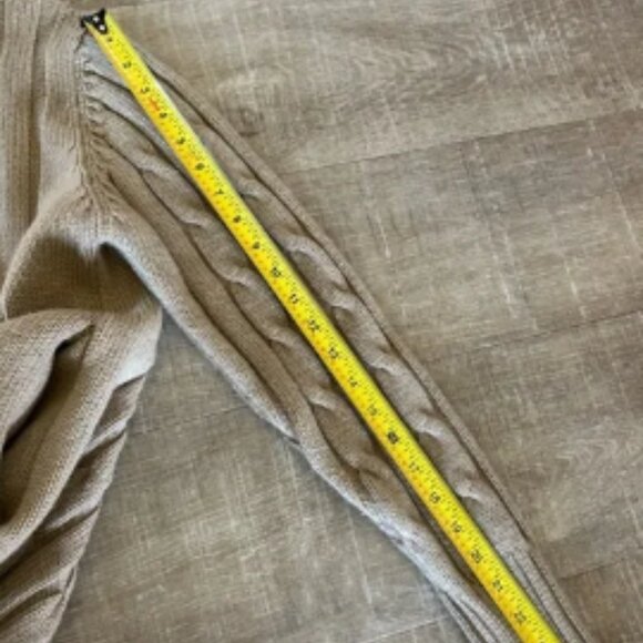 Gant Rugger Beige Wool Hoodie Jacket sz M RARE Cable Knit Sweater Varsity Preppy - Picture 7 of 11